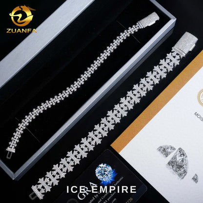 Iced Out Cross 925 Silver Moissanite Cuban Chain