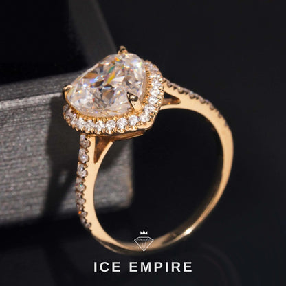 Iced Out Heart 14K Gold Moissanite Wedding Band