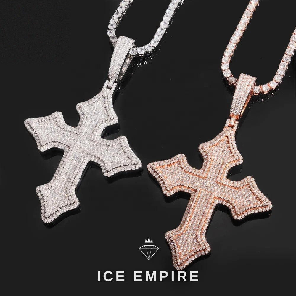 Iced Out Cross Rose Gold Pendant