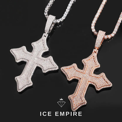 Iced Out Cross Rose Gold Pendant