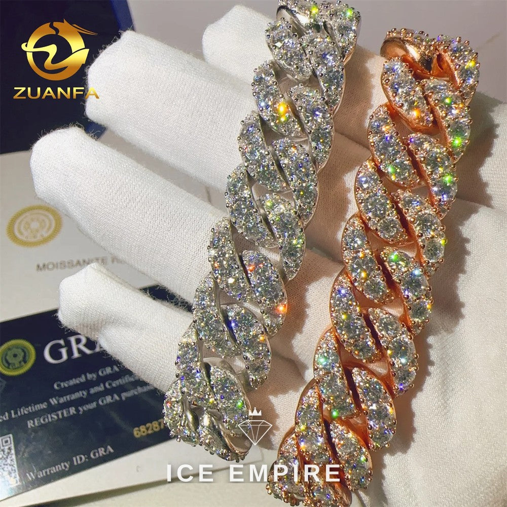Iced Out 925 Silver Moissanite Cuban Chain