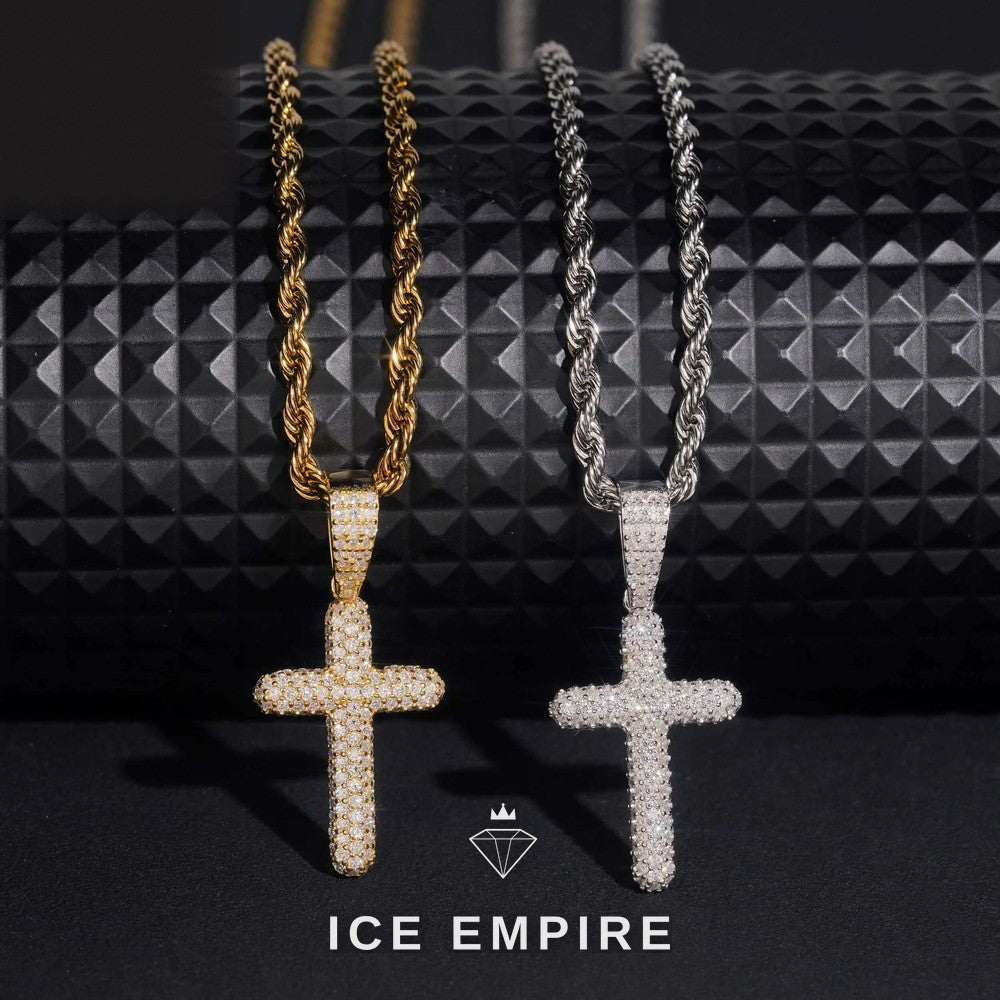 Iced Out Cross 925 Silver Moissanite Pendant