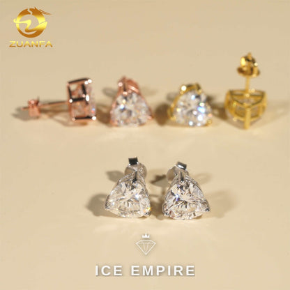 Iced Out Heart Gold Plated Moissanite Stud Earrings