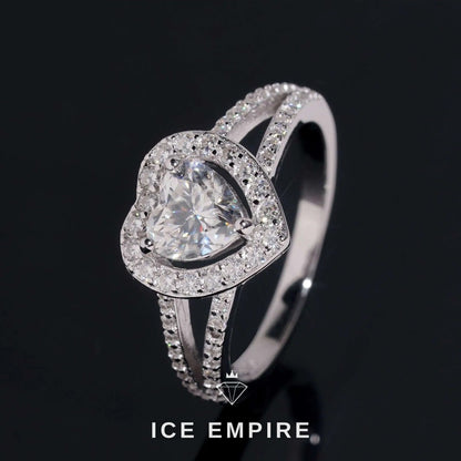 Iced Out Heart 18K Gold Moissanite Wedding Band