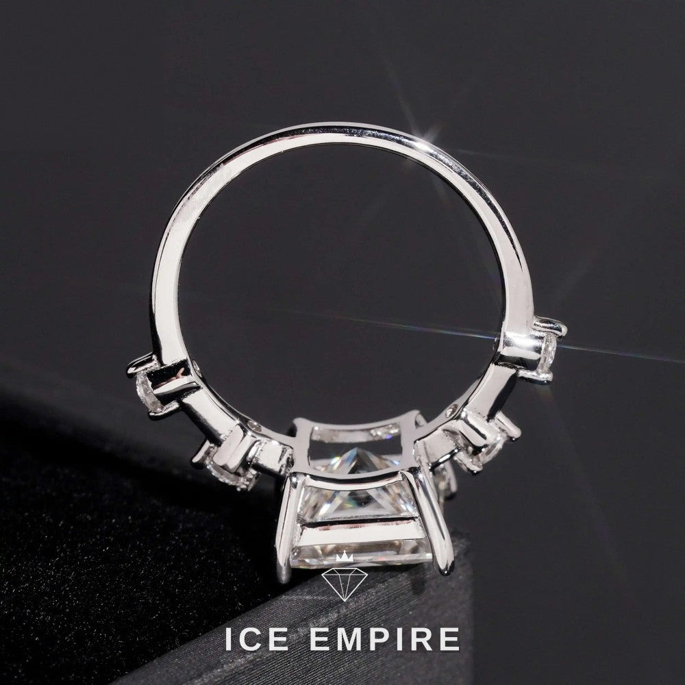 Iced Out 925 Silver Moissanite Engagement Ring