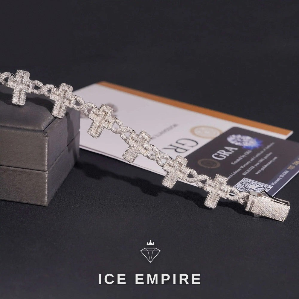 Iced Out Cross 18K Gold Moissanite Cuban Chain