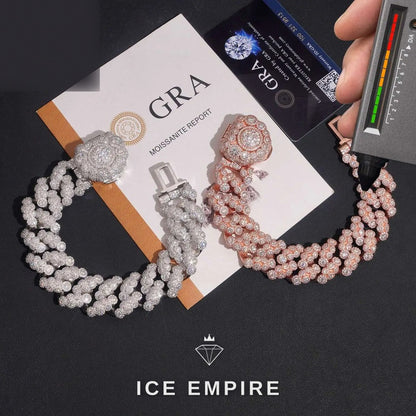 Iced Out 925 Silver Moissanite Cuban Chain