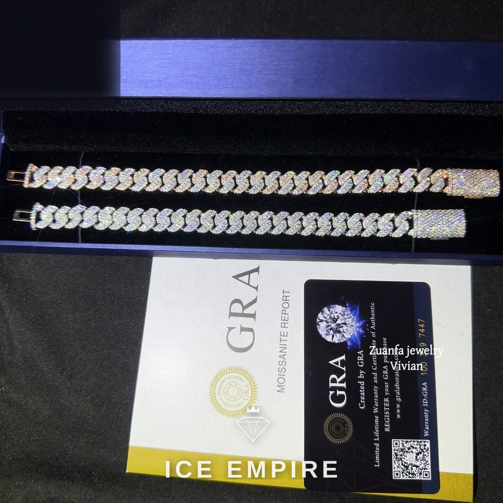 Iced Out 925 Silver Moissanite Cuban Chain
