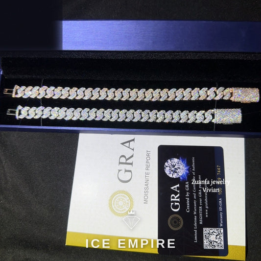 Iced Out 925 Silver Moissanite Cuban Chain
