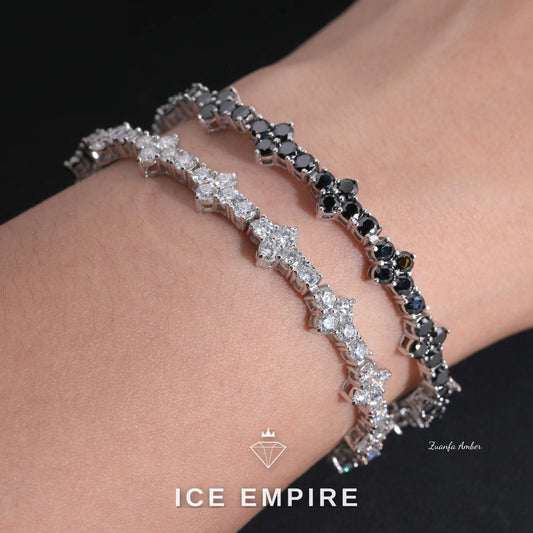 Iced Out Cluster 925 Silver Moissanite Tennis Chain