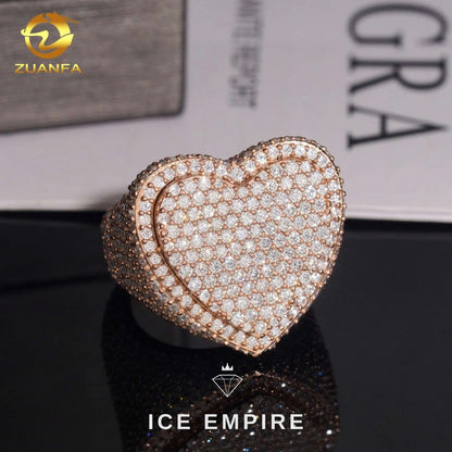 Iced Out Heart Gold Plated Moissanite Ring