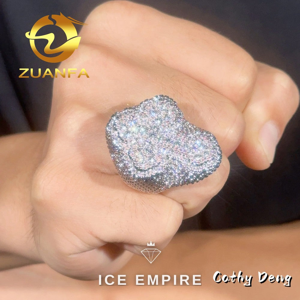 Iced Out Cross 925 Silver Moissanite Ring