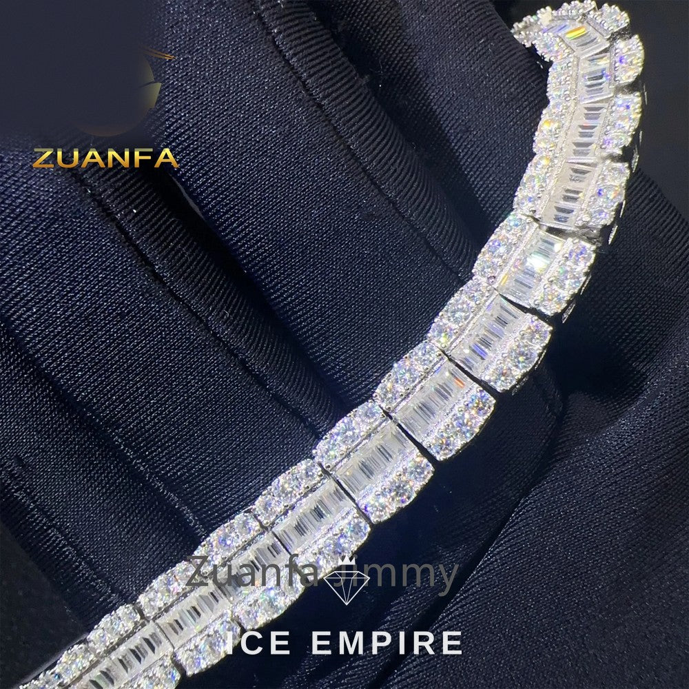 Iced Out Baguette Rose Gold Plated Moissanite Cuban Chain