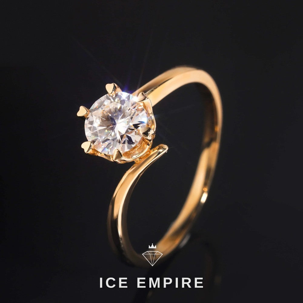Iced Out Rose Gold Plated Moissanite Engagement Ring