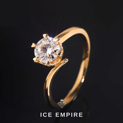 Iced Out Rose Gold Plated Moissanite Engagement Ring
