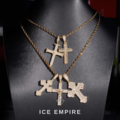 Iced Out Cross Rose Gold Plated Moissanite Pendant
