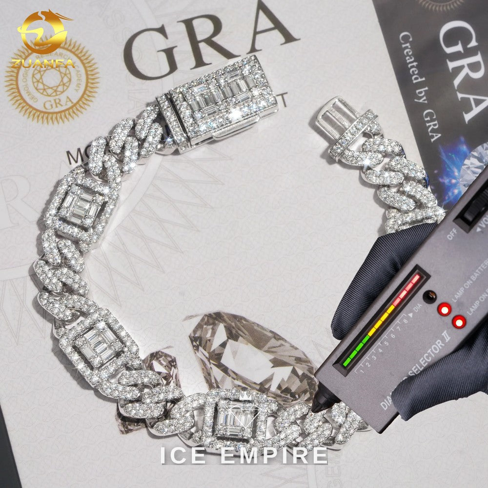 Iced Out 925 Silver Moissanite Cuban Chain
