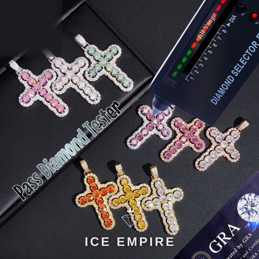 Iced Out Cross 925 Silver Moissanite Pendant