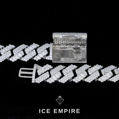 Iced Out Baguette Rose Gold Plated Moissanite Cuban Chain