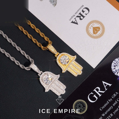 Iced Out 14K Gold Moissanite Pendant