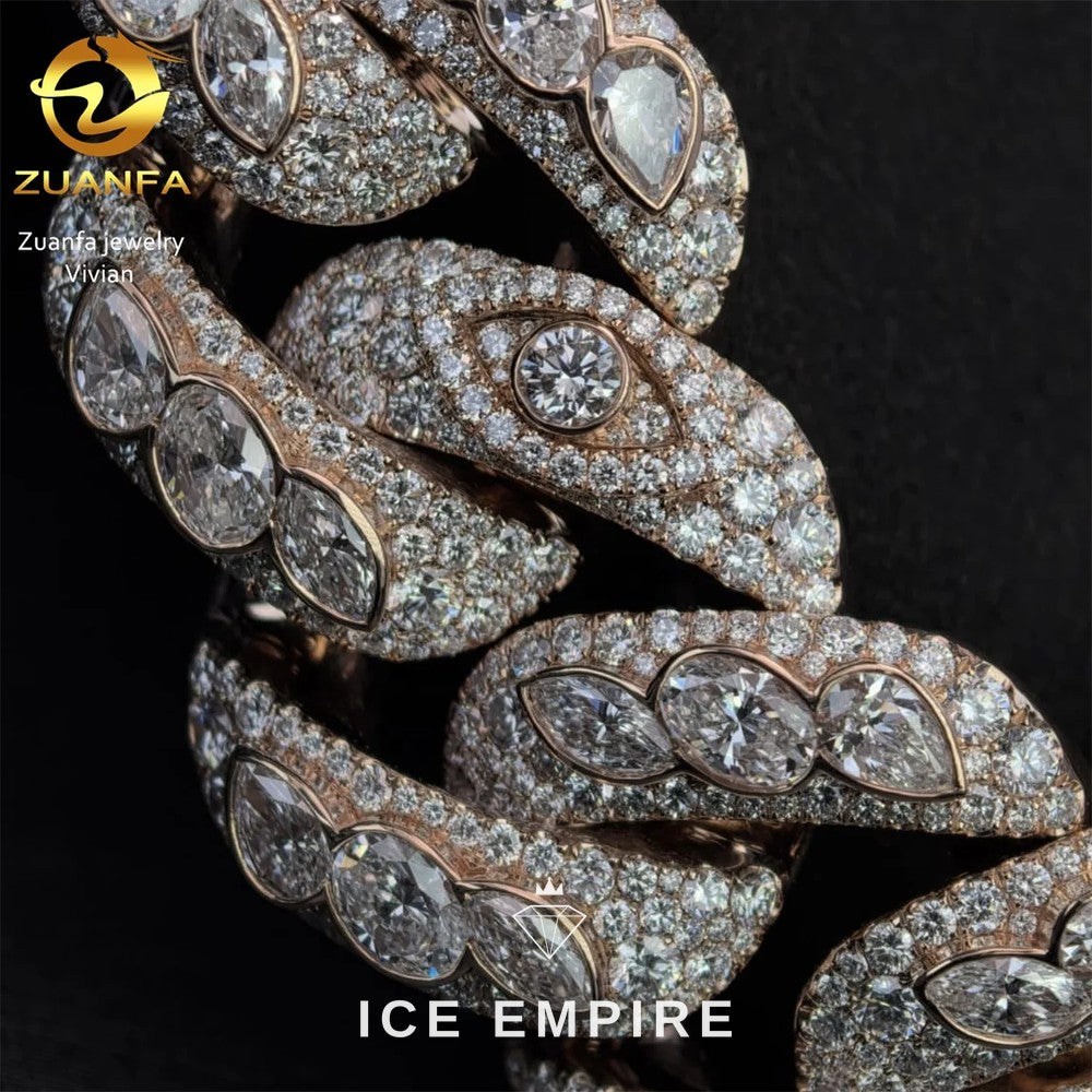 Iced Out Rose Gold Plated Moissanite Cuban Chain