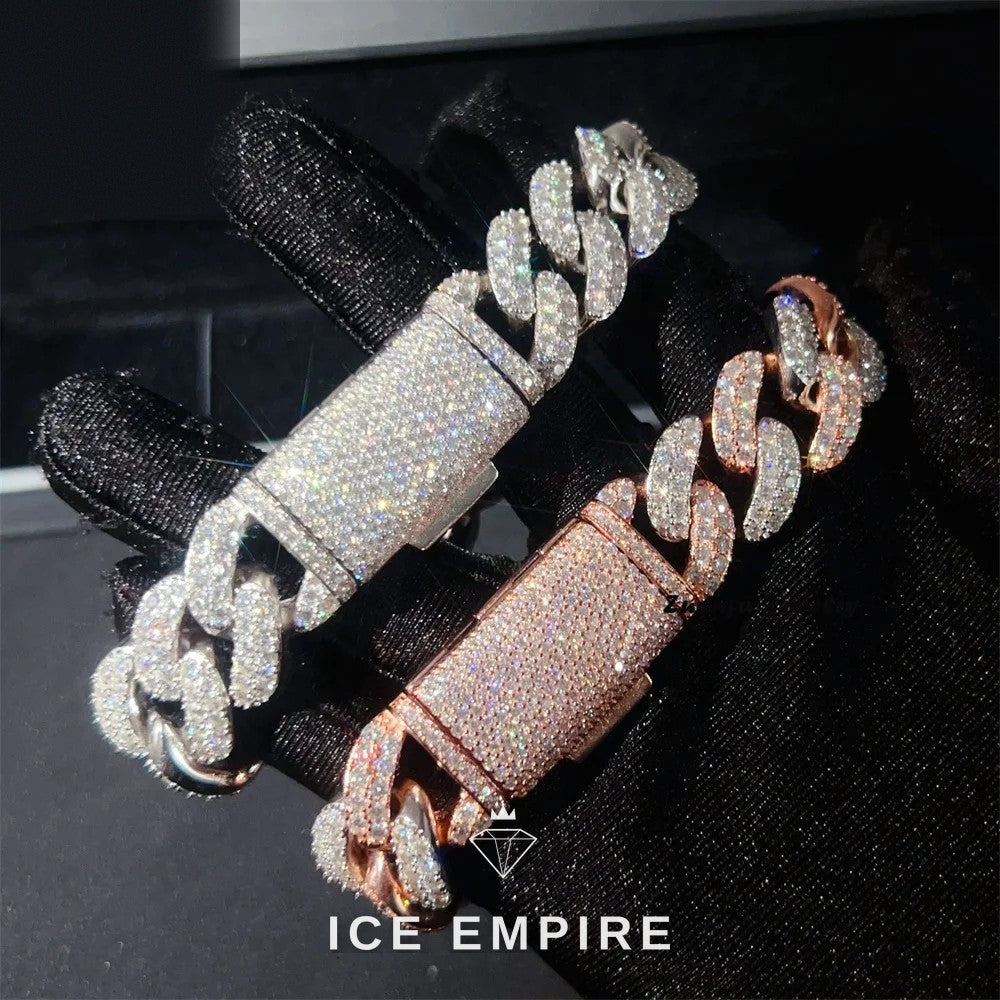 Iced Out 925 Silver Moissanite Cuban Chain