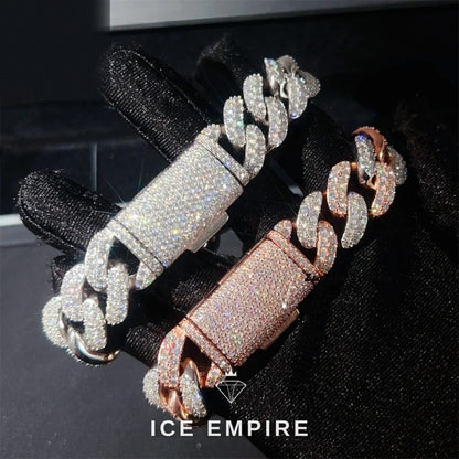 Iced Out 925 Silver Moissanite Cuban Chain