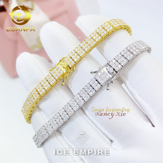 Iced Out Cluster 925 Silver Moissanite Tennis Chain