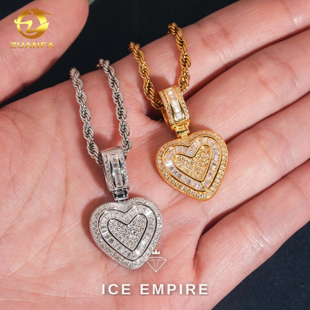 Iced Out Heart 925 Silver Pendant