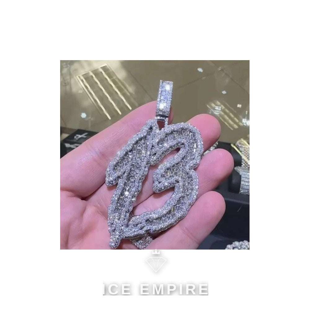 Iced Out Baguette Rose Gold Plated Moissanite Pendant