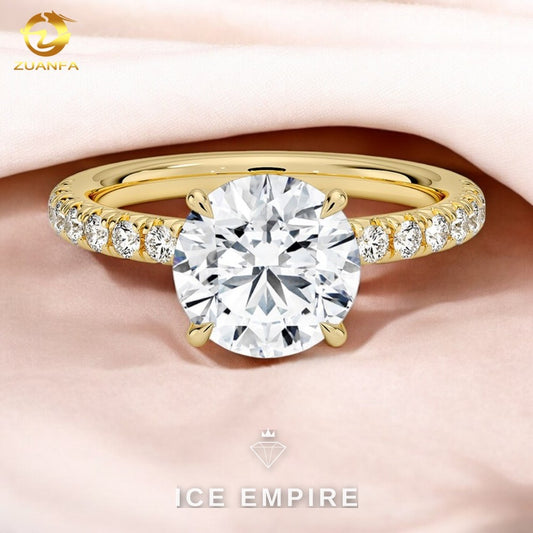 Iced Out Gold Plated Moissanite Engagement Ring