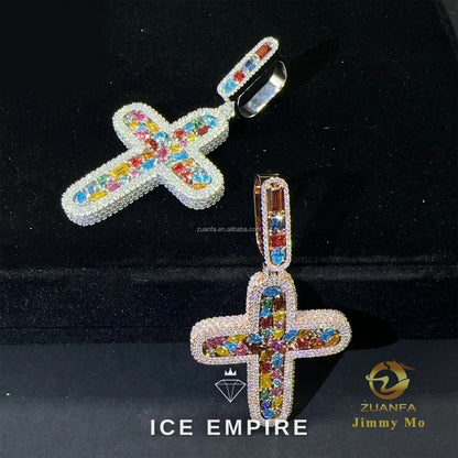 Iced Out Cross 925 Silver Pendant