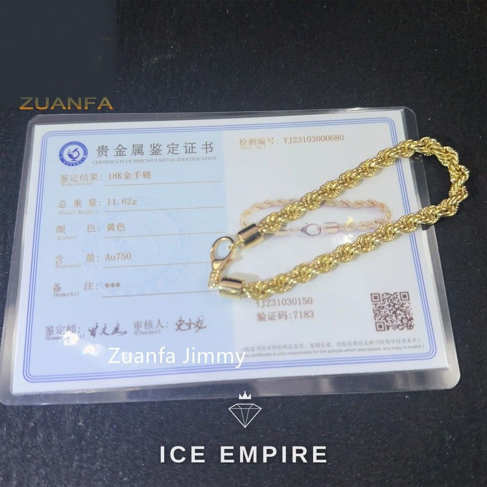 Iced Out 18K Gold Rope Chain