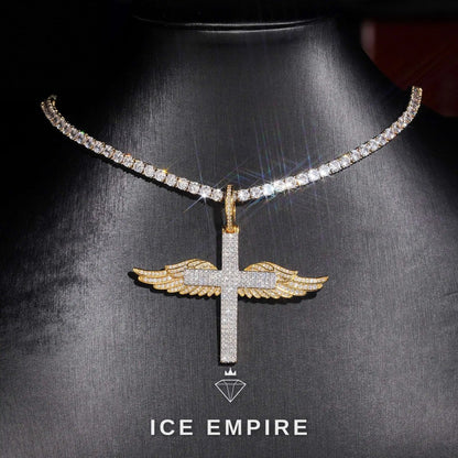 Iced Out Cross Gold Plated Moissanite Pendant