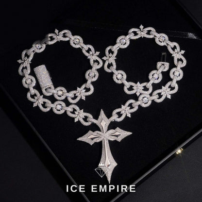 Iced Out Cross Rose Gold Plated Moissanite Cuban Chain