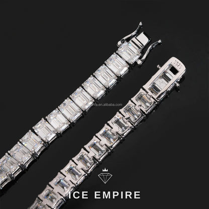 Iced Out Cluster 925 Silver Moissanite Tennis Chain
