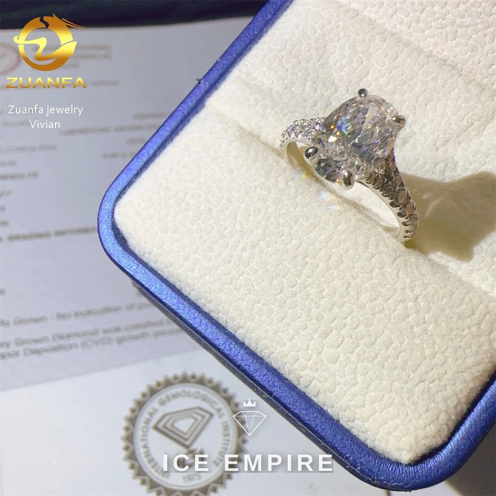 Iced Out Cluster 18K Gold Lab Grown Diamond Engagement Ring