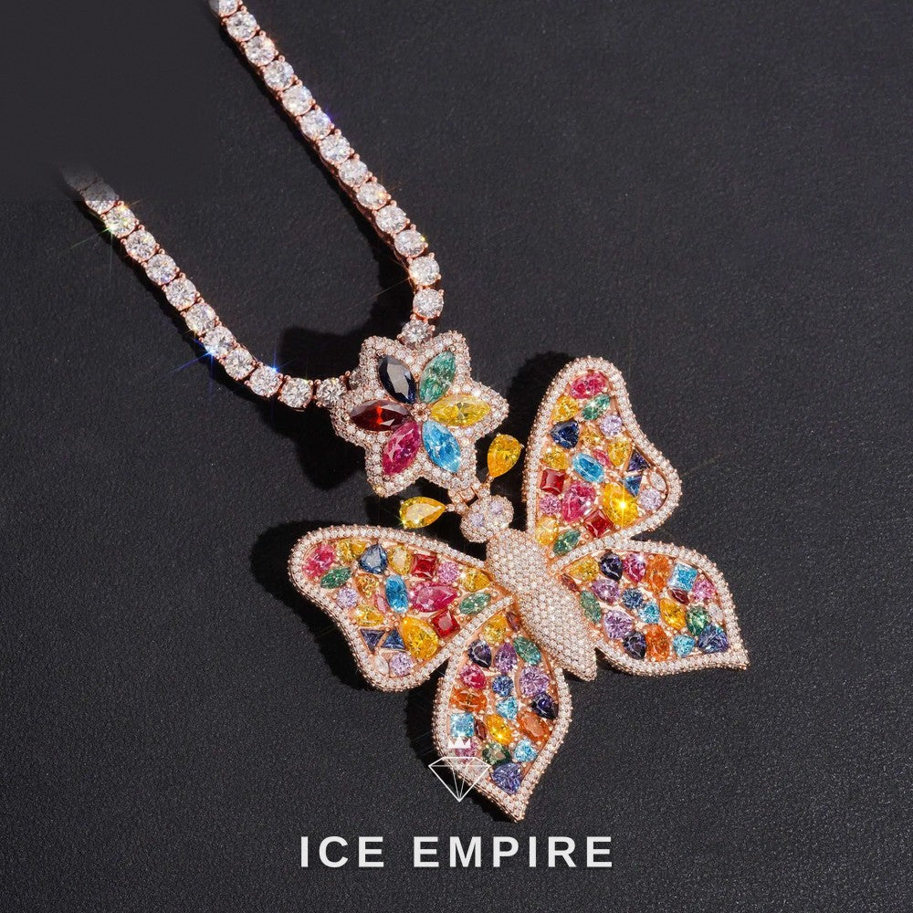 Iced Out Rose Gold Plated Moissanite Pendant