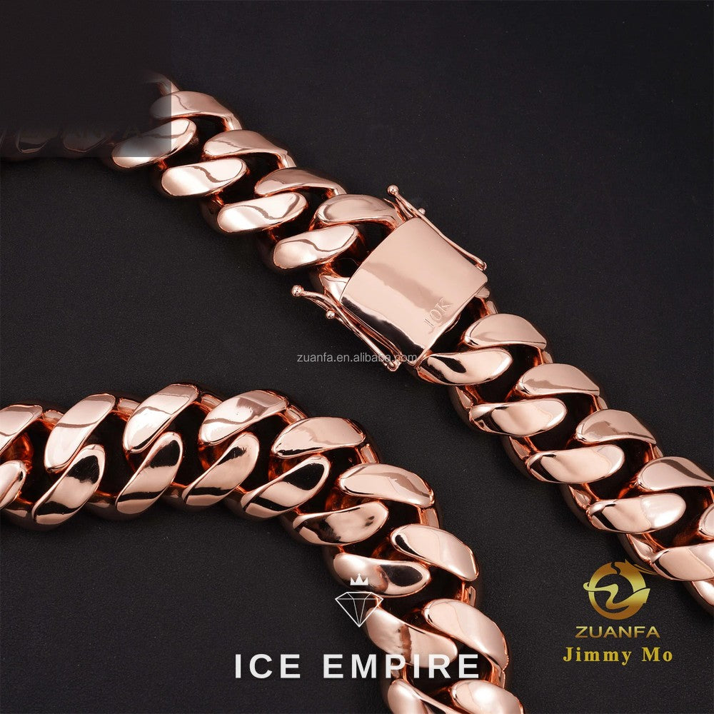 Iced Out Rose Gold Plated Cuban Chain