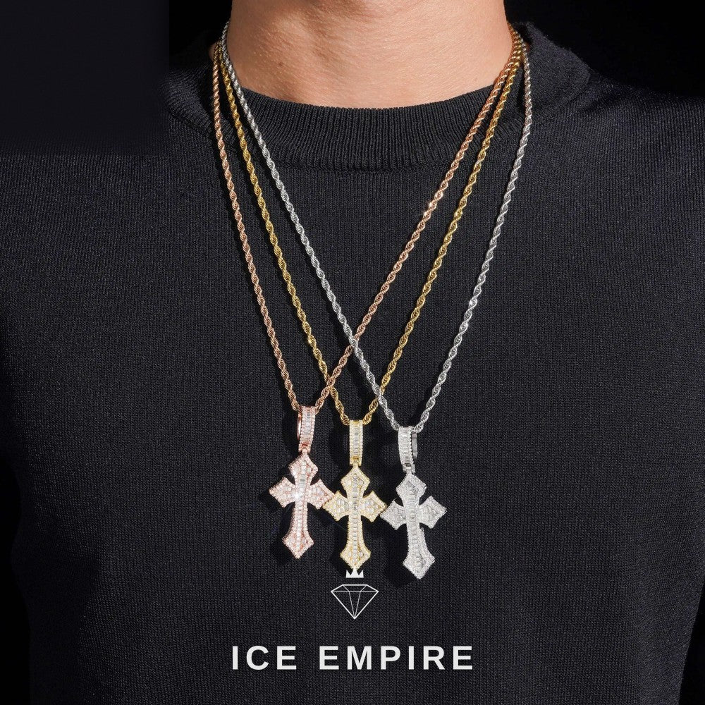 Iced Out Baguette Gold Plated Moissanite Pendant