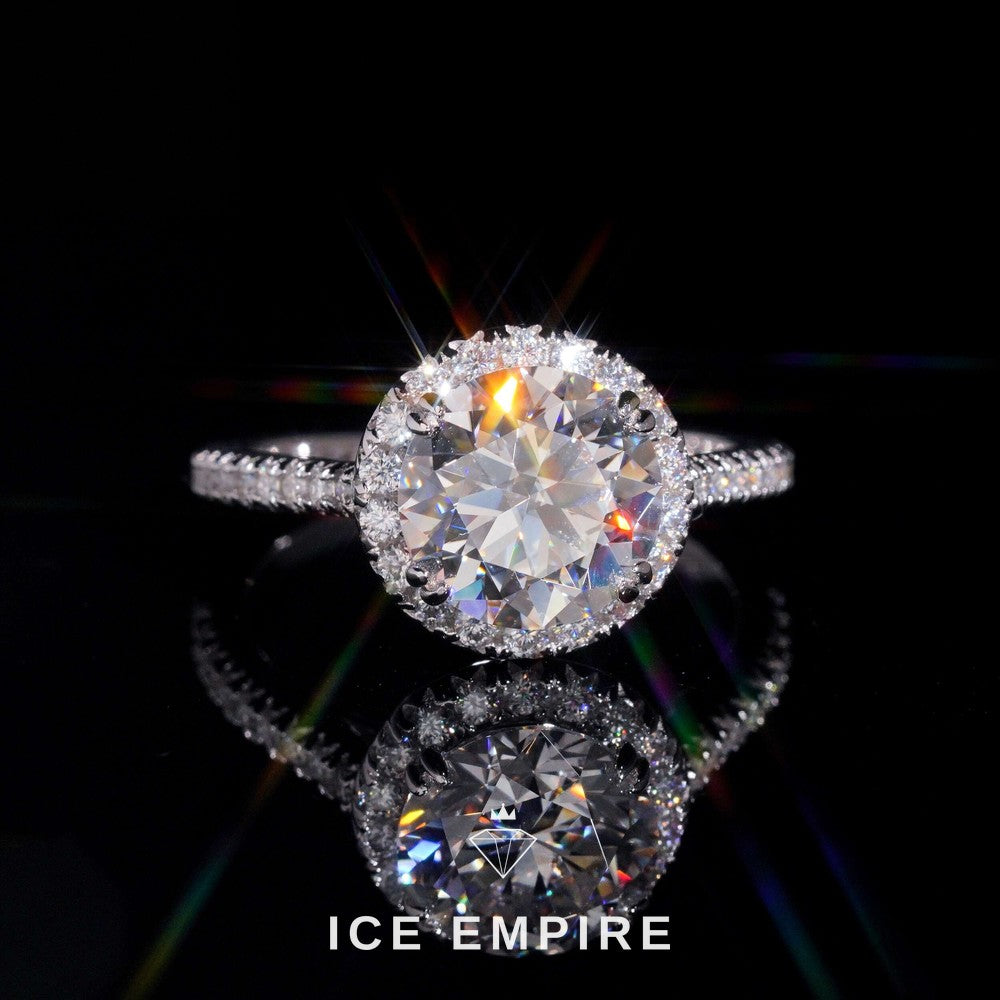Iced Out 925 Silver Moissanite Engagement Ring