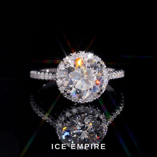 Iced Out 925 Silver Moissanite Engagement Ring