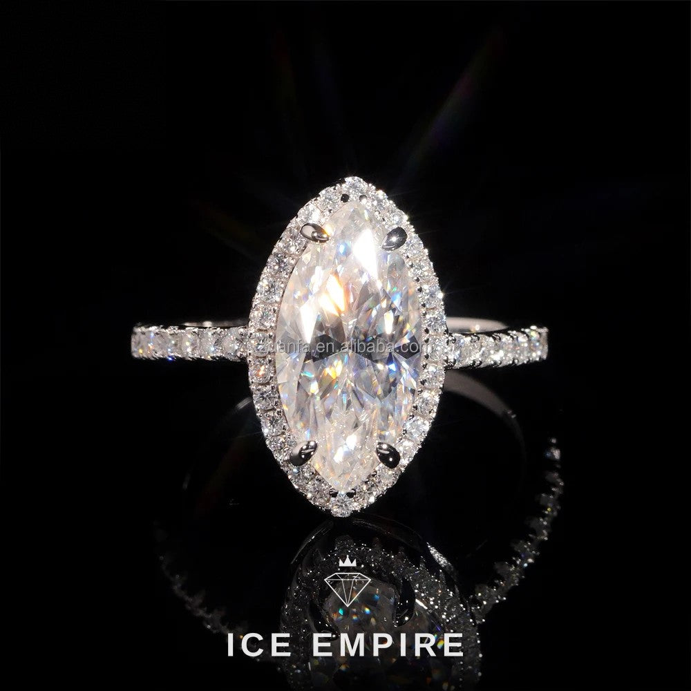 Iced Out 925 Silver Moissanite Engagement Ring