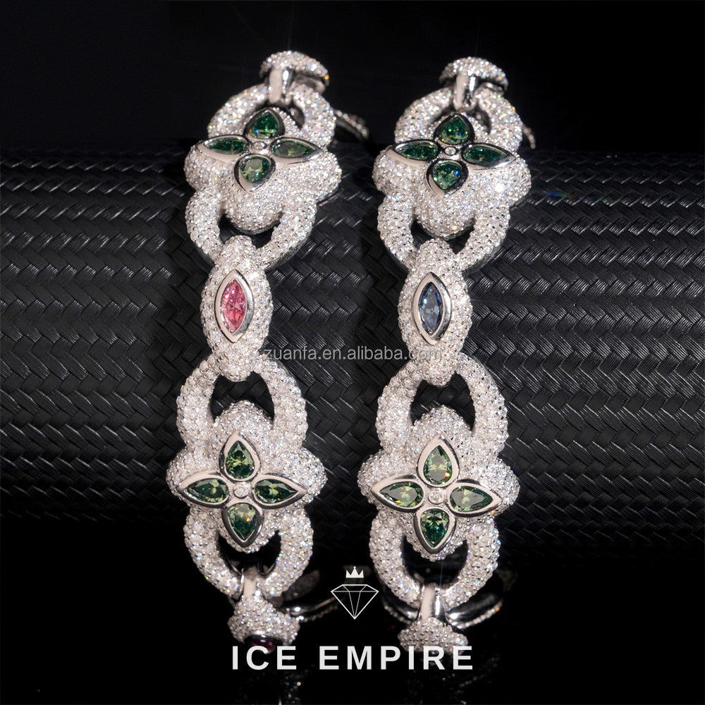 Iced Out 925 Silver Moissanite Cuban Chain