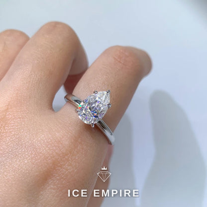 Iced Out 925 Silver Moissanite Engagement Ring