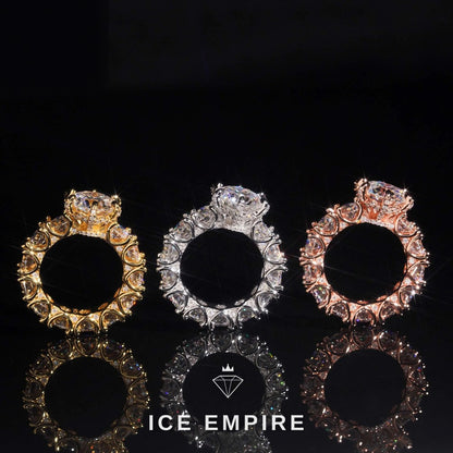Iced Out Rose Gold Plated Moissanite Engagement Ring