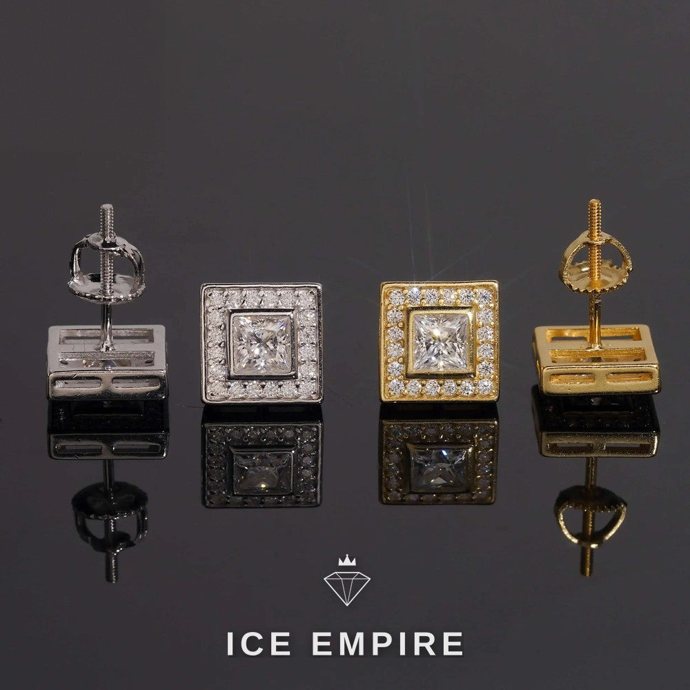 Iced Out 925 Silver Moissanite Stud Earrings
