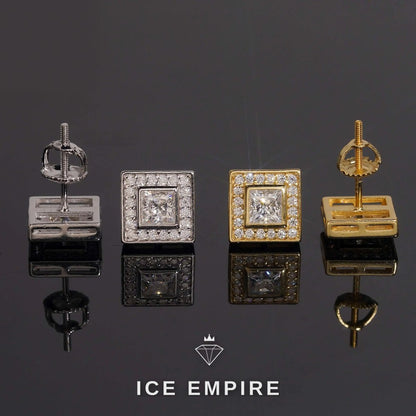 Iced Out 925 Silver Moissanite Stud Earrings