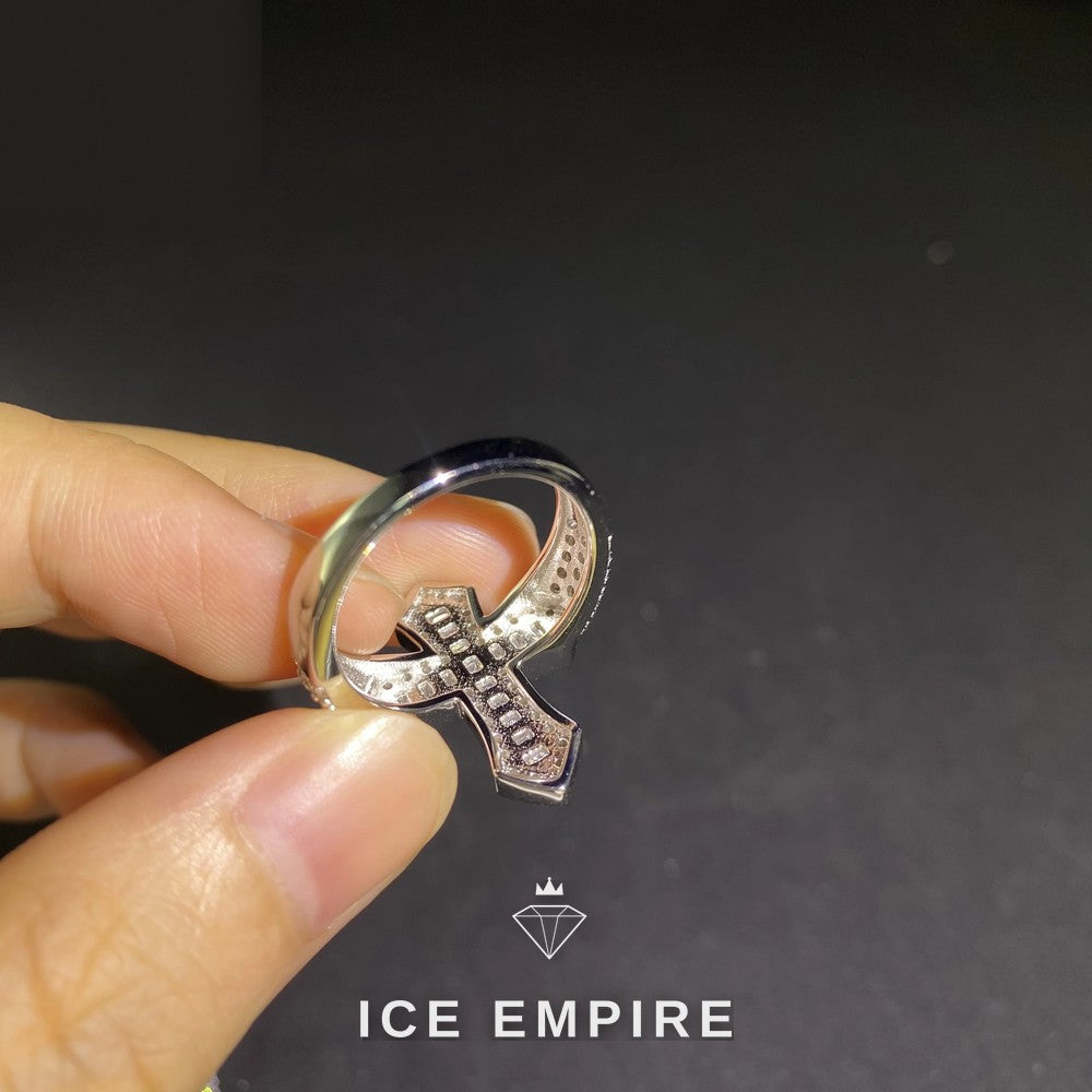 Iced Out Baguette Rose Gold Plated Moissanite Engagement Ring