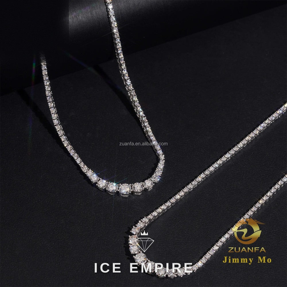 Iced Out Cluster 925 Silver Moissanite Cuban Chain